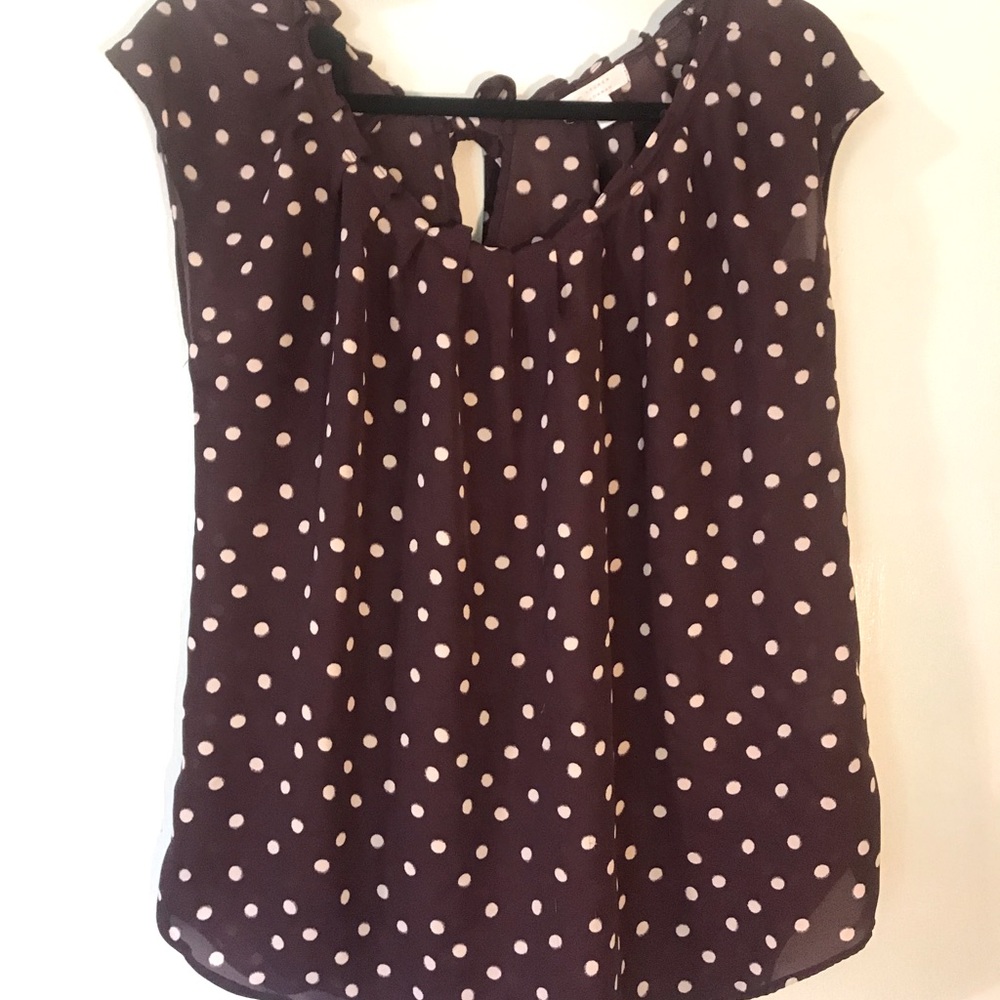 Lauren Conrad polka dot blouse with tie back